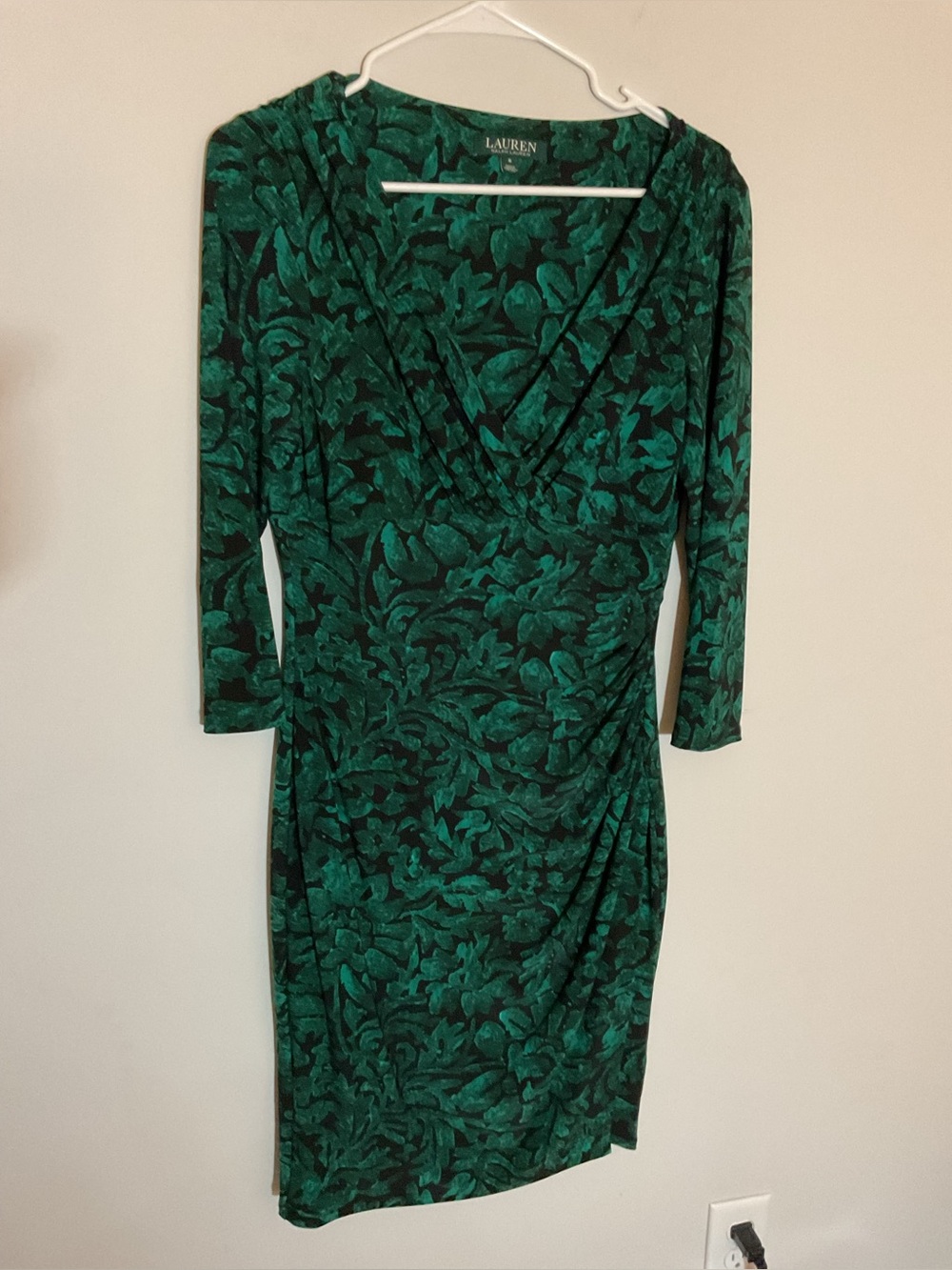 Lauren Ralph Lauren Emerald Green Floral Wrap Dress